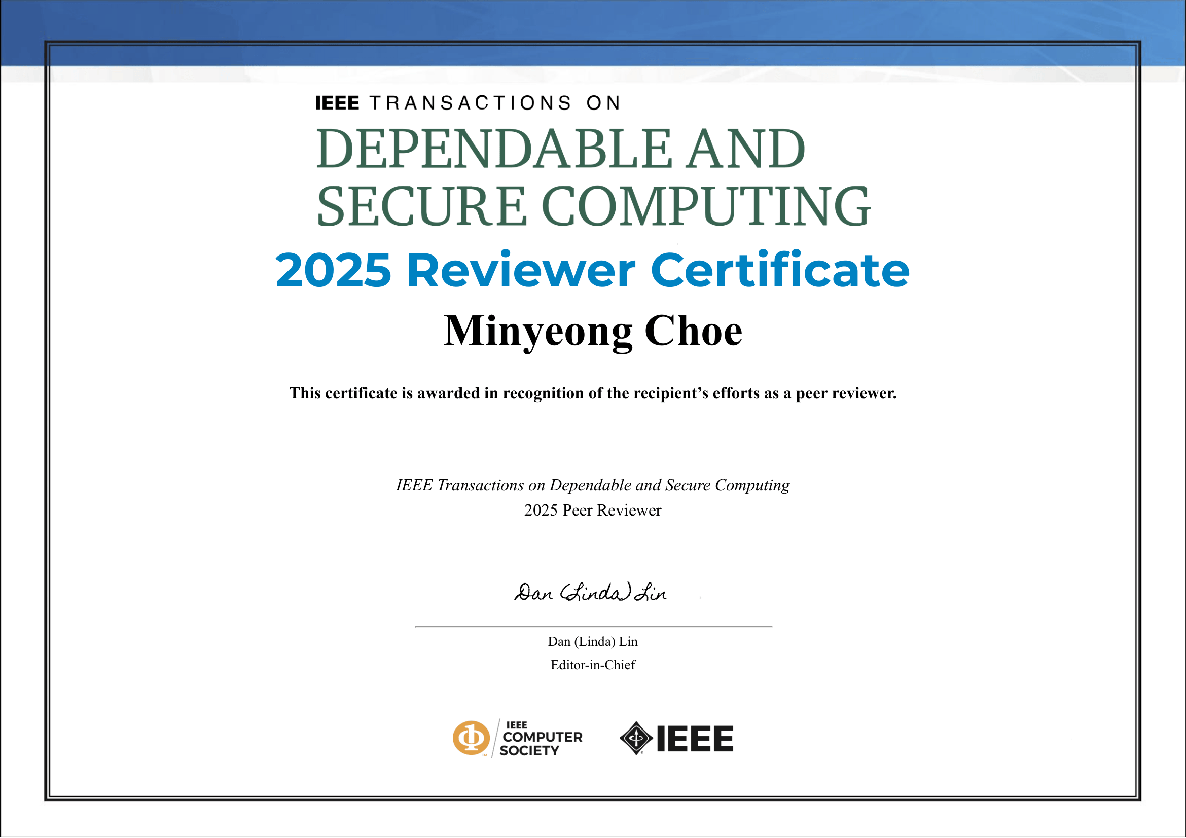 TDSC Reviewer Certificate
